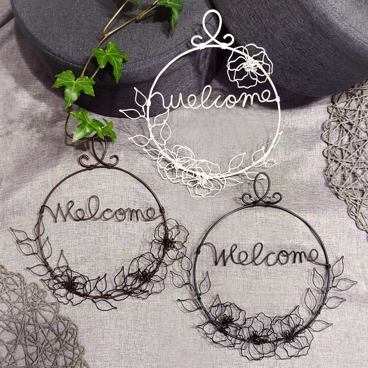 【専用】ハンドメイド＊ワイヤークラフト　フラワーリース ハンドメイドワイヤークラフト フラワーリース 2個セット